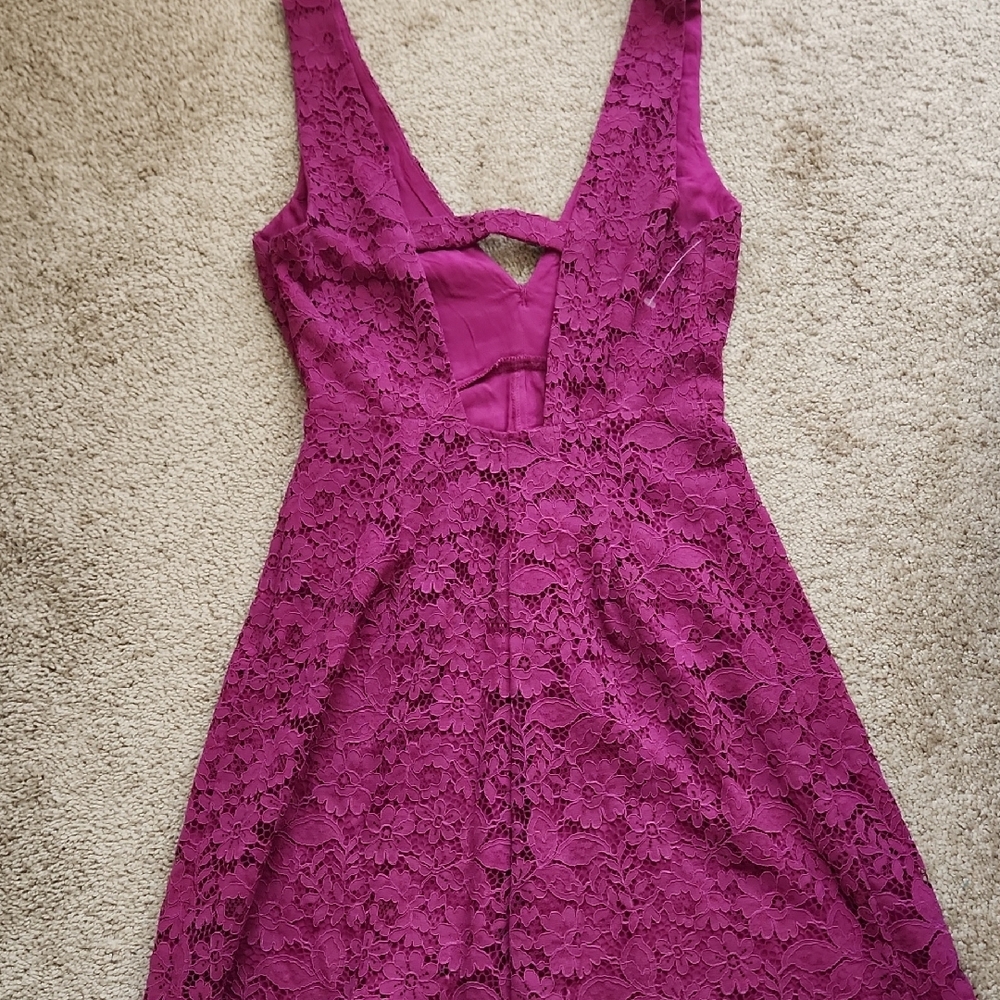 Zara Deep Purple Backless Lace Dress - Picture 3 of 6